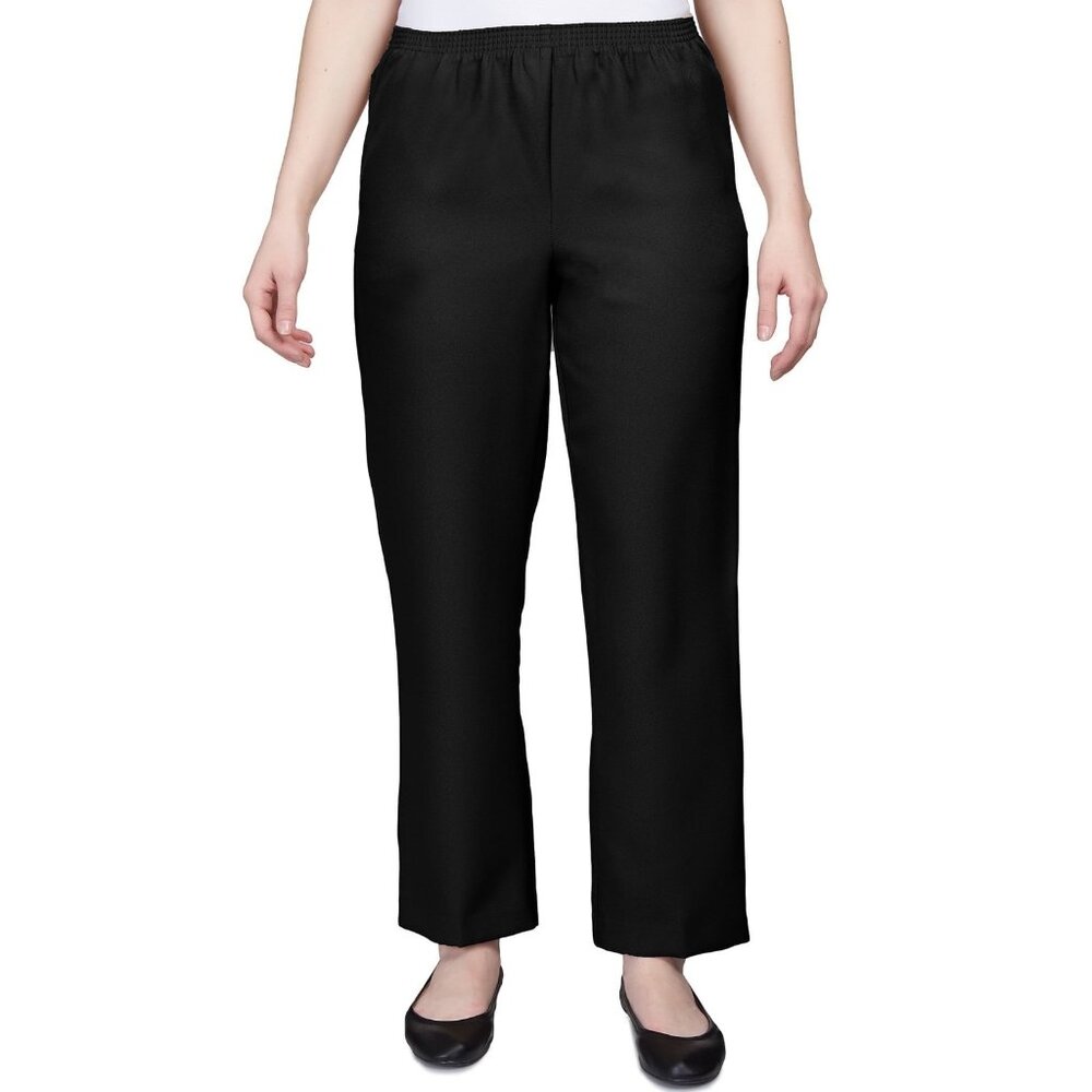 Alfred Dunner Women's Petite Solid Elastic Waist Pants Black Size 8P